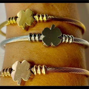 STAINLESS STEEL SET x 3 bracelet Clover  woman gold/rose gold/silver adjustable